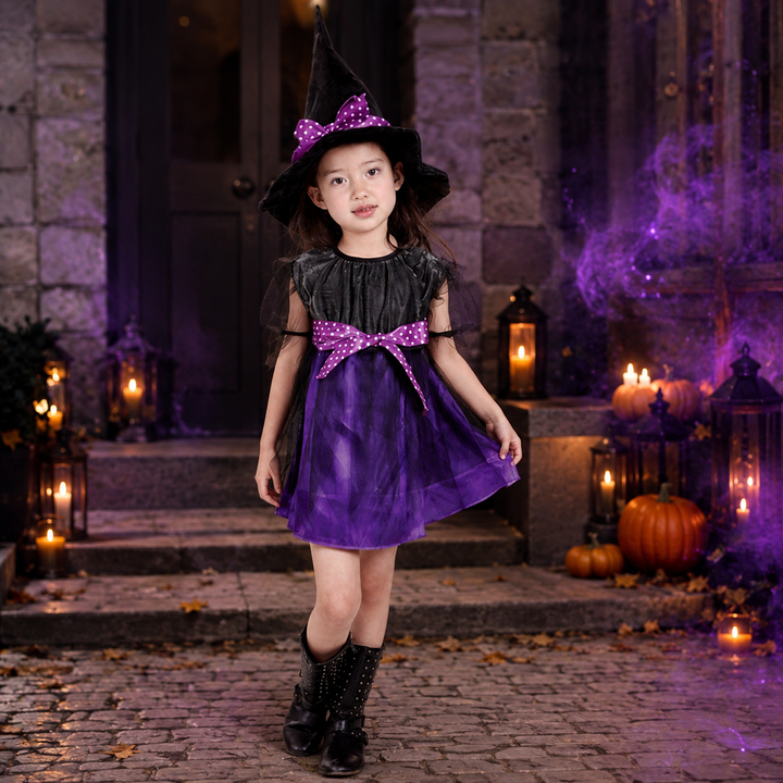 Girls Witch Costume with Hat Halloween Dress Up