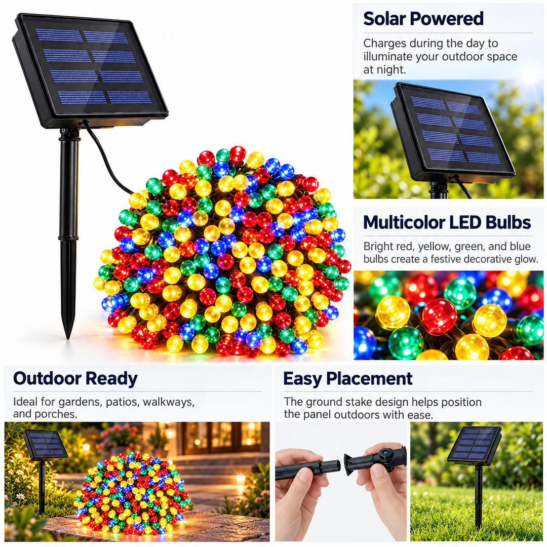 300 LED Solar Fairy Lights Warm White Outdoor Garden Lights