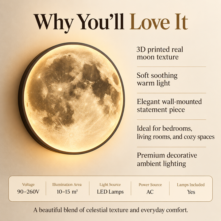 LED Moon Lamp 3D Printed Night Light Adjustable Brightness