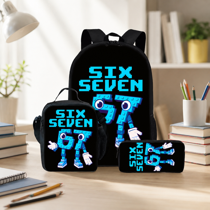 Six Seven 67 Kids 3-Piece School Backpack Set with Lunch Bag &amp; Pencil Case
