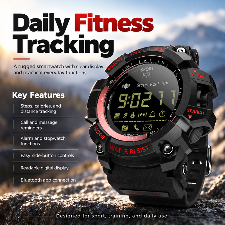 Military Smart Watch Rugged Waterproof Outdoor Fitness Tracker Watch