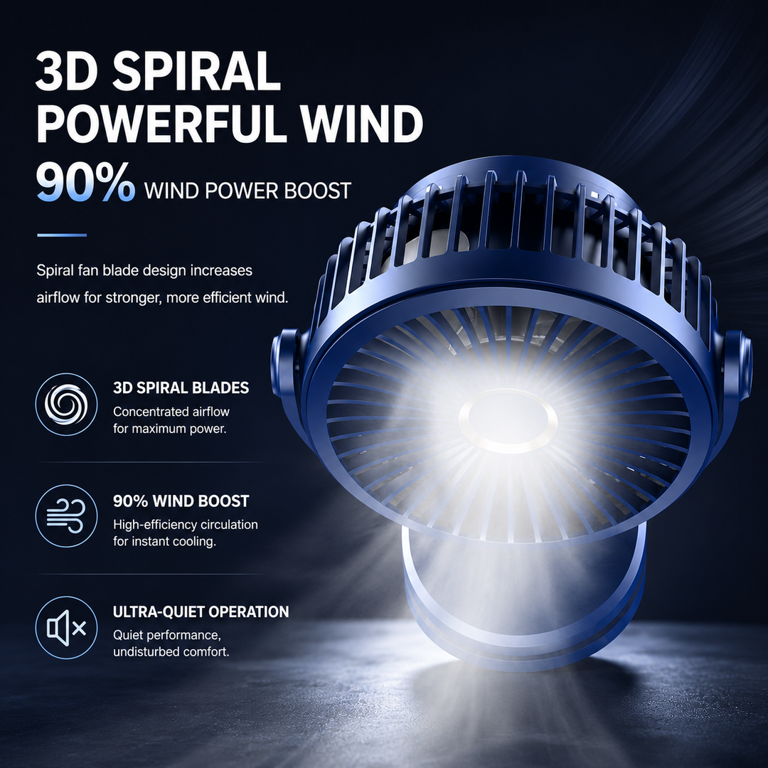 Rechargeable Clip On Portable Desk Fan 4 Speed Quiet 10000mAh Battery