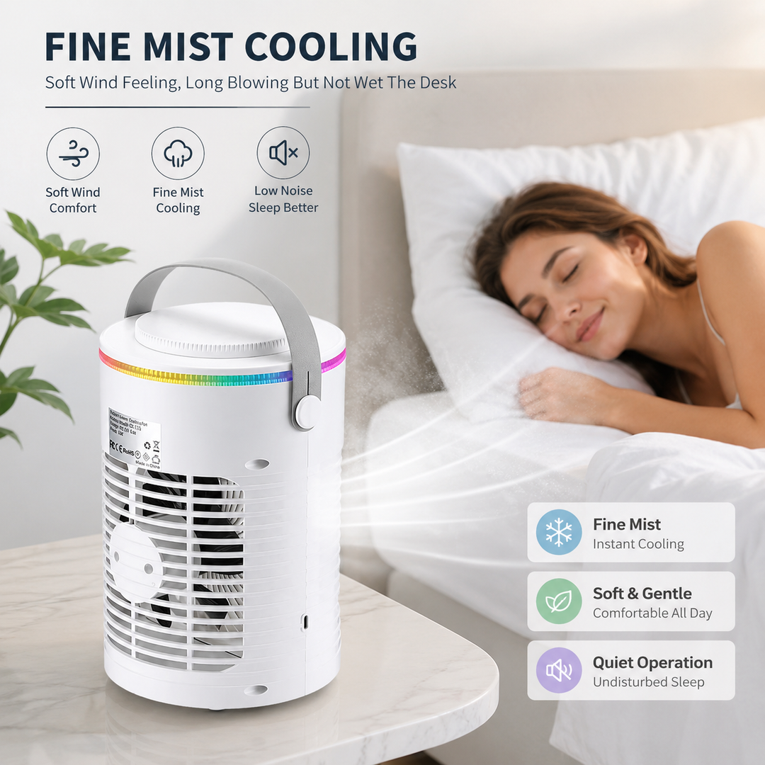 Portable Mini Desktop Air Conditioner Cooling Fan USB Timer RGB