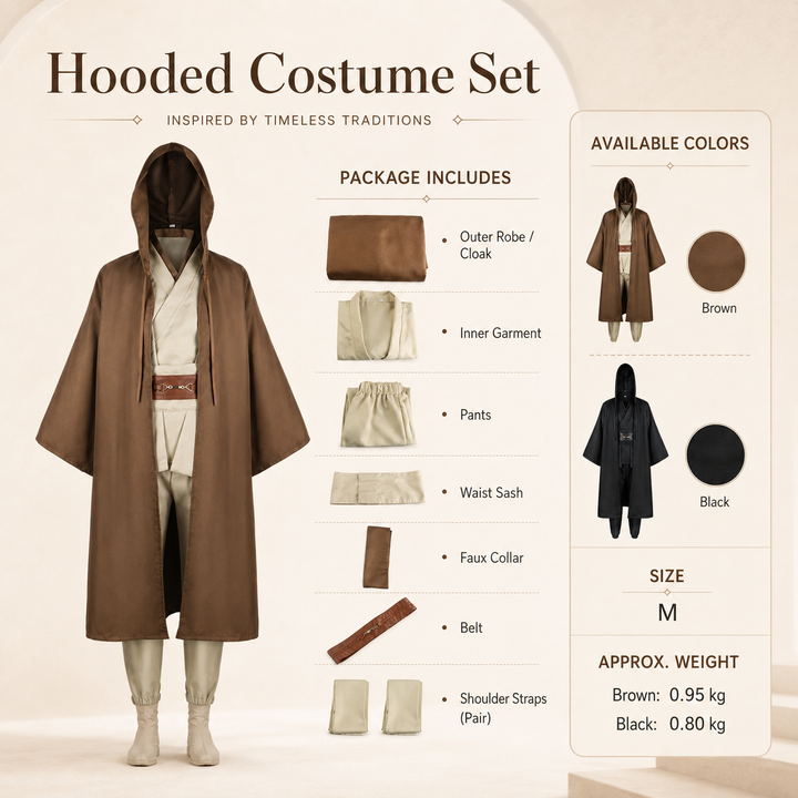 Mens Jedi Robe and Cloak Costume Set Halloween Cosplay