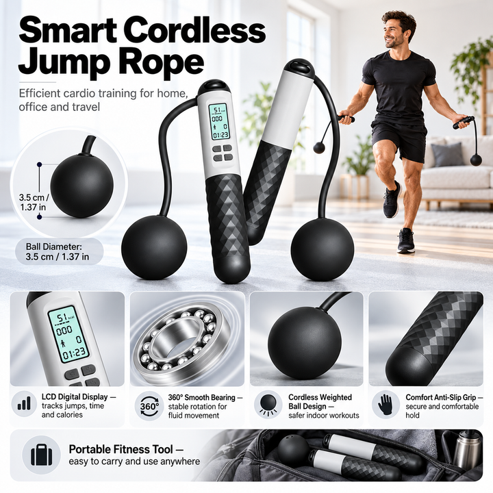 Weighted Cordless Jump Rope with Counter Tangle Free Skipping
