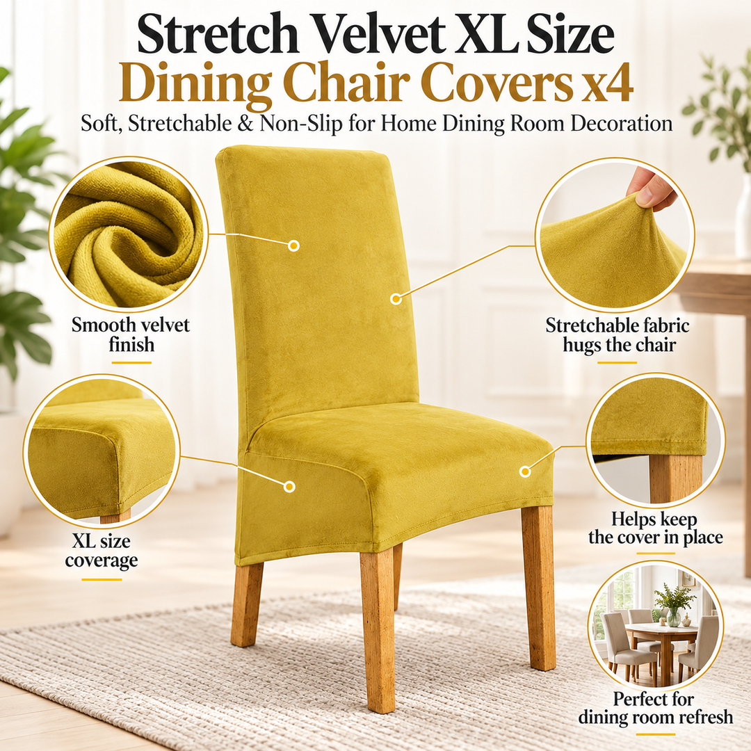 Stretch Velvet Dining Chair Covers Soft Non Slip Seat Protectors