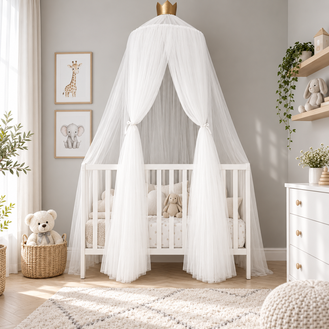 Baby Bed Curtain Round Crib Canopy Mosquito Net for Nursery Cot