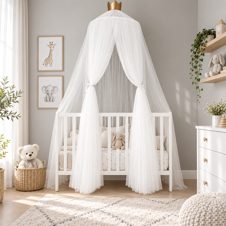 Baby Bed Curtain Round Crib Canopy Mosquito Net for Nursery Cot