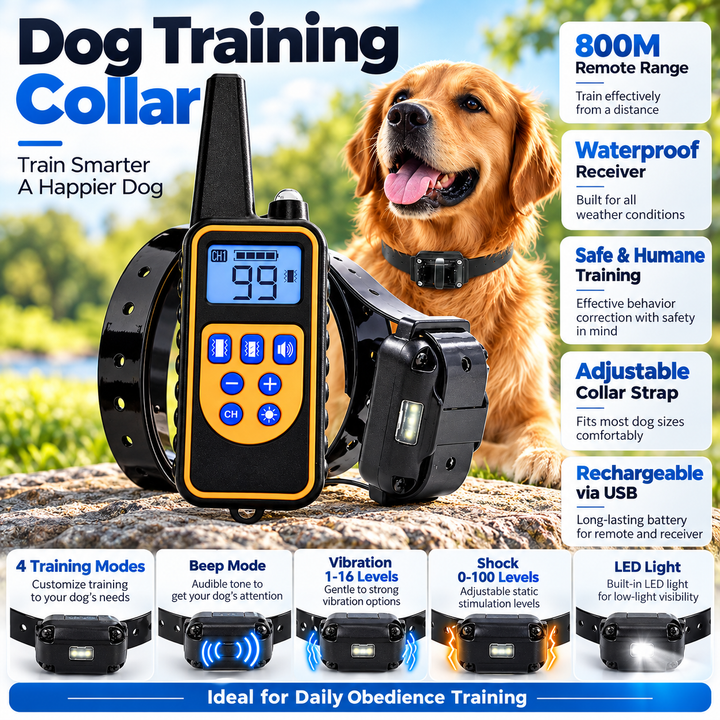 800M Rechargeable Electric Dog Training Collar Waterproof with Remote