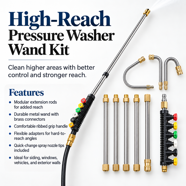 Telescoping High Pressure Washer Wand Set 4000 PSI with 7 Nozzle Tips