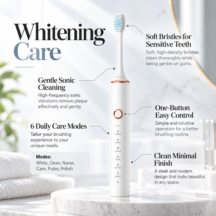 Sonic Electric Toothbrush Rechargeable Multiple Modes Heads