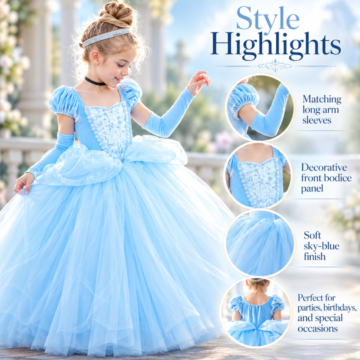 Girls Cinderella Princess Dress Costume Fancy Dress Party Ball Gown