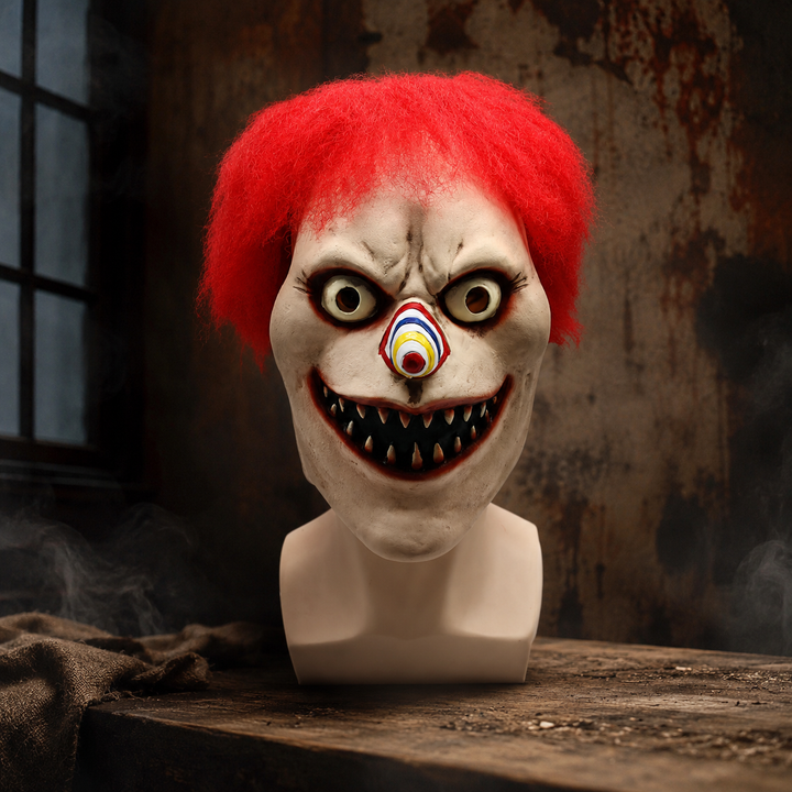 Evil Clown Mask Red Hair Halloween Horror Scary Adult
