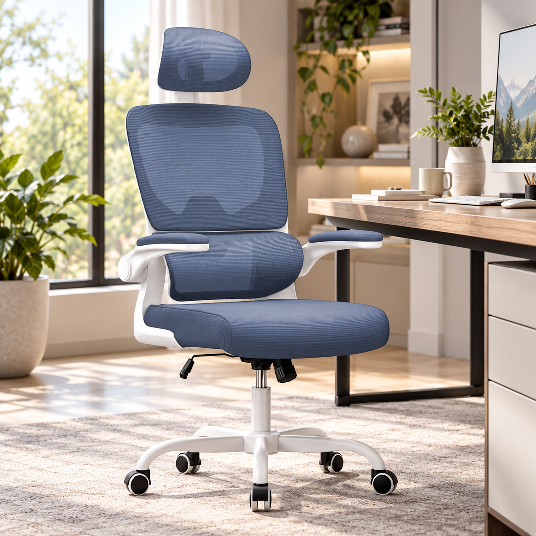 Ergonomic Office Chair with Lumbar Support Adjustable Headrest