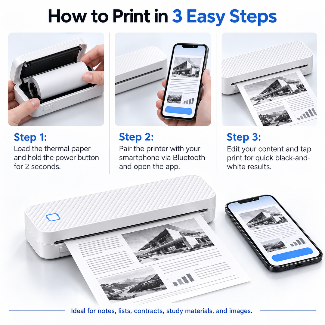 Portable Thermal Printer Inkless Mini Photo Label Printer for Phone