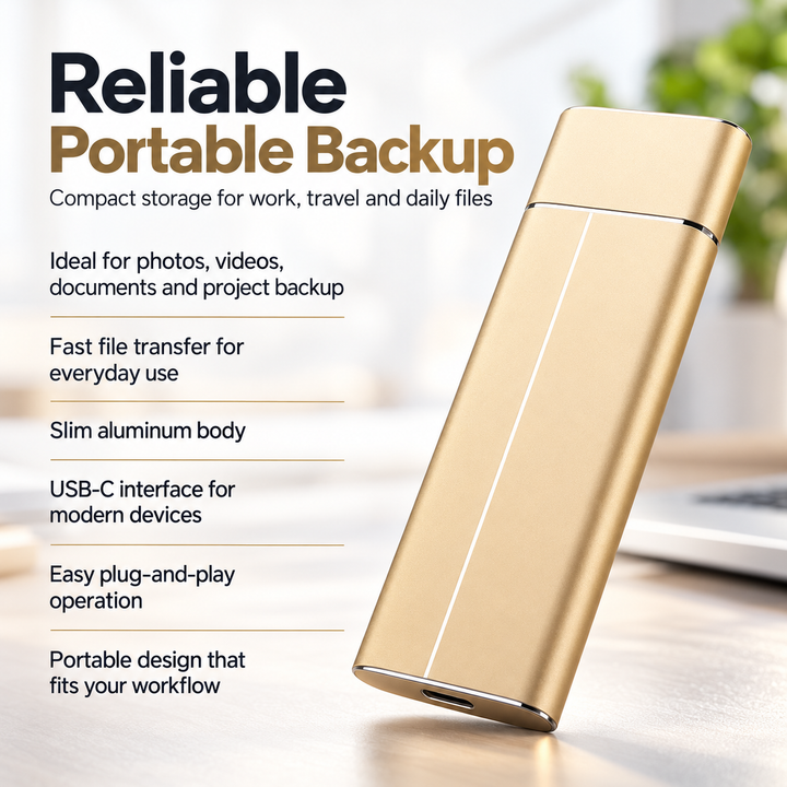 External SSD Portable USB-C Solid State Drive 1TB to 16TB