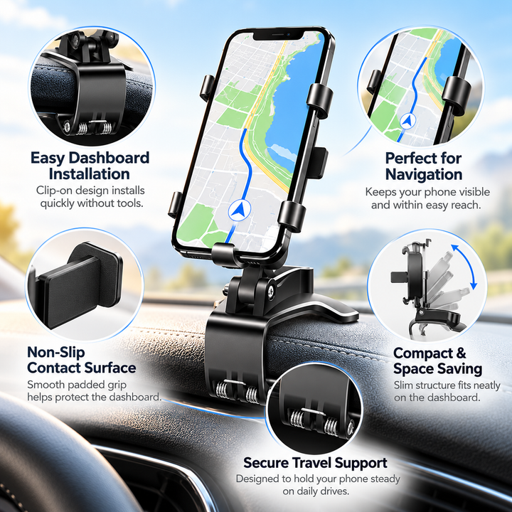 Multifunctional Car Phone Holder Dashboard Windscreen Vent Mount
