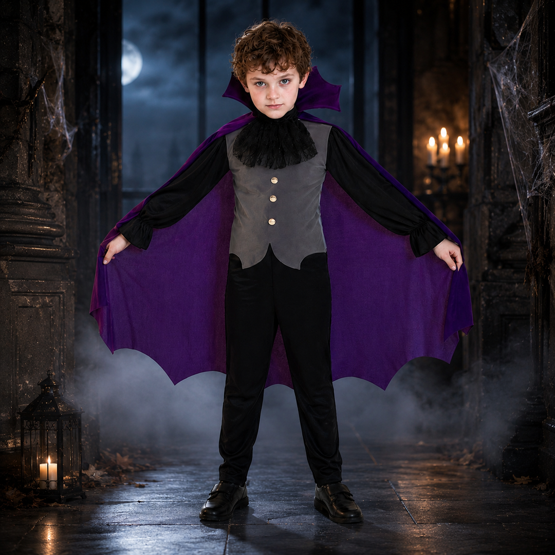 Girls Vampire Costume with Cape and Vest Halloween