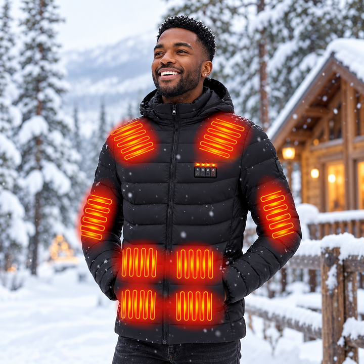 Heated Puffer Jacket 21 Heating Zones Adjustable Temperature