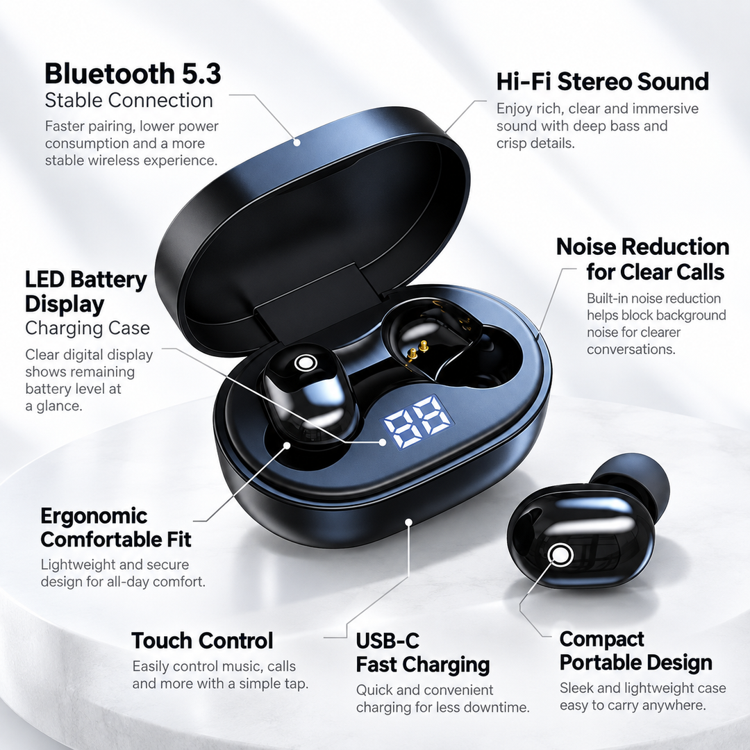Bluetooth Wireless Earbuds Noise Cancelling Sleep Earplugs