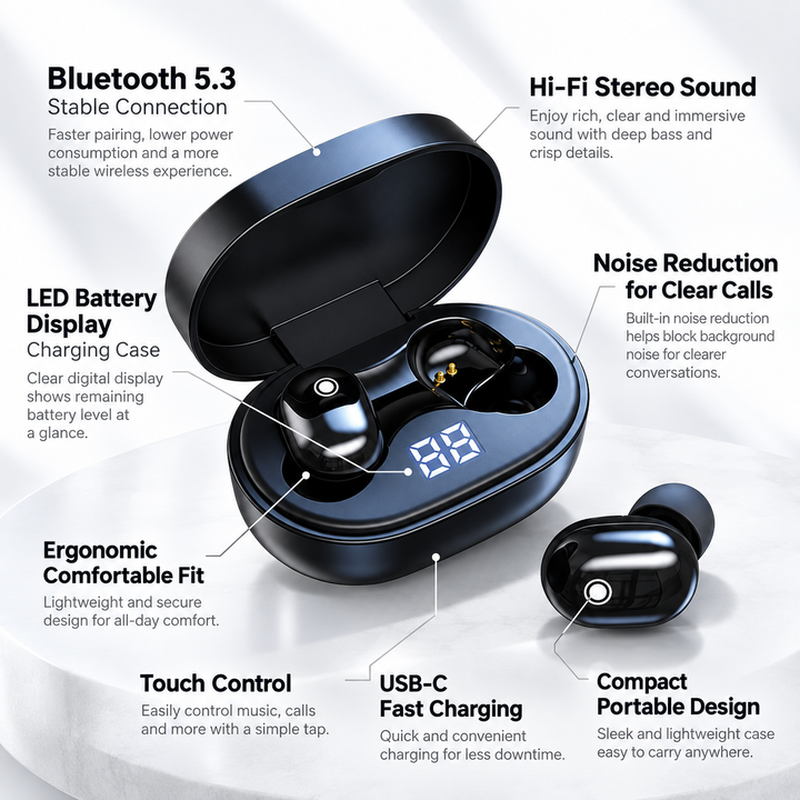 Bluetooth Wireless Earbuds Noise Cancelling Sleep Earplugs