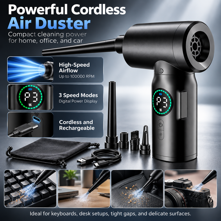 2 in 1 Portable Vacuum Cleaner Blower Cordless 7500mAh LED
