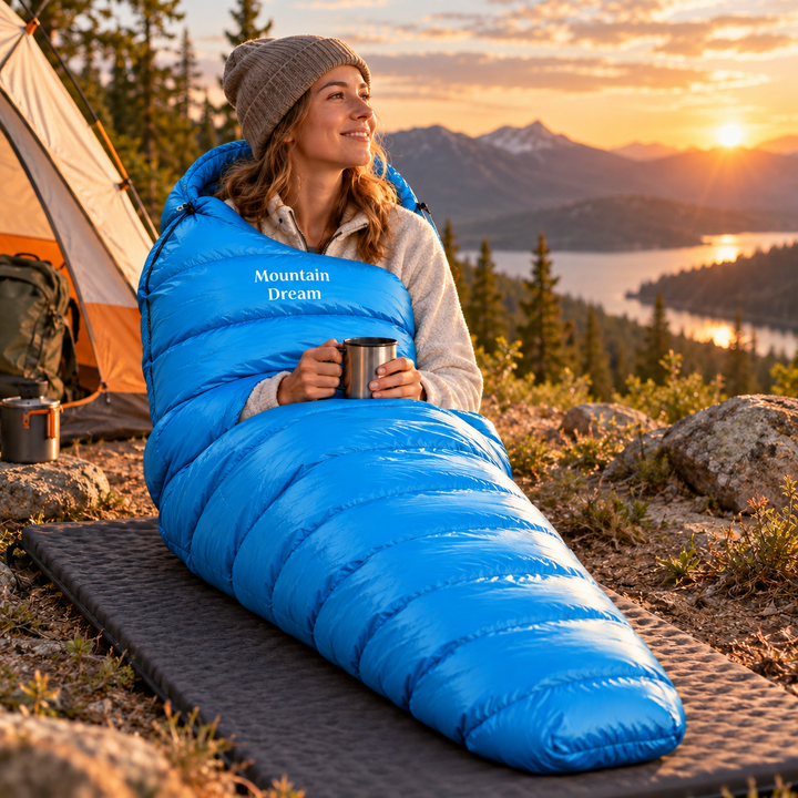 Winter Sleeping Bag Down Insulated for Cold Camping