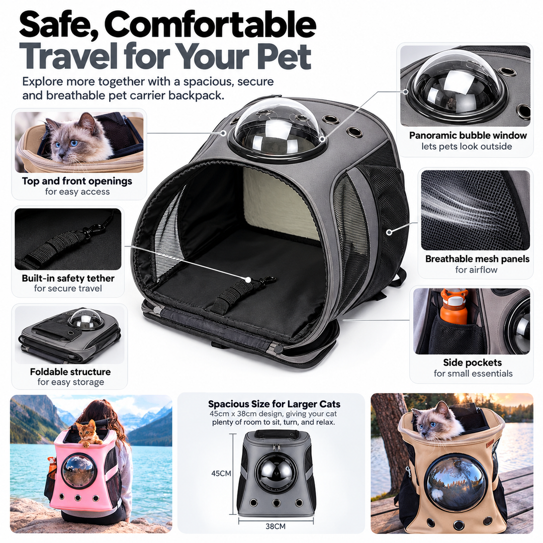 Travel Cat Backpack Breathable Bubble Carrier for Pets