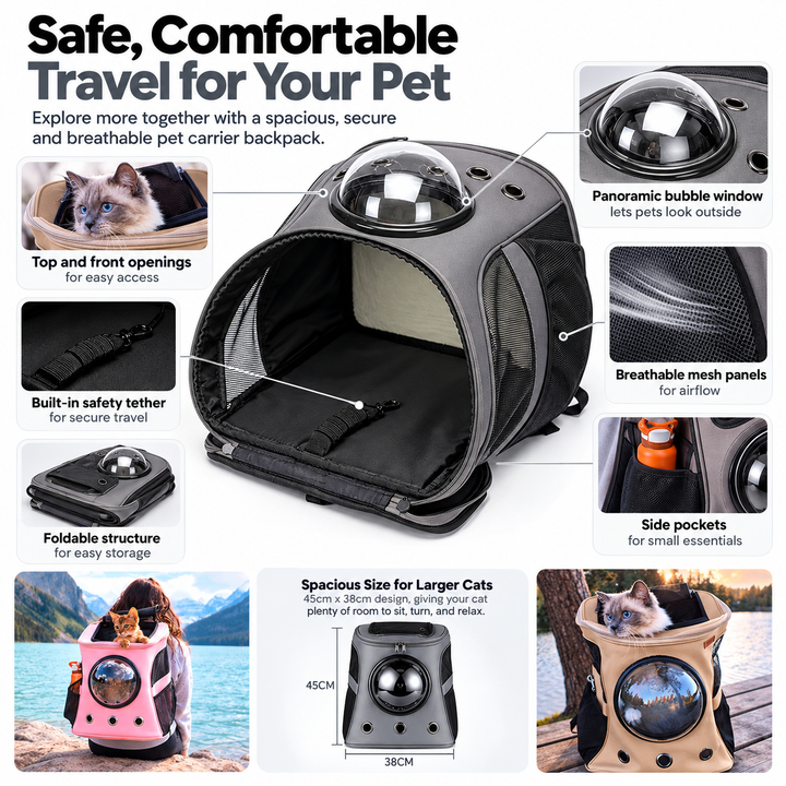 Travel Cat Backpack Breathable Bubble Carrier for Pets