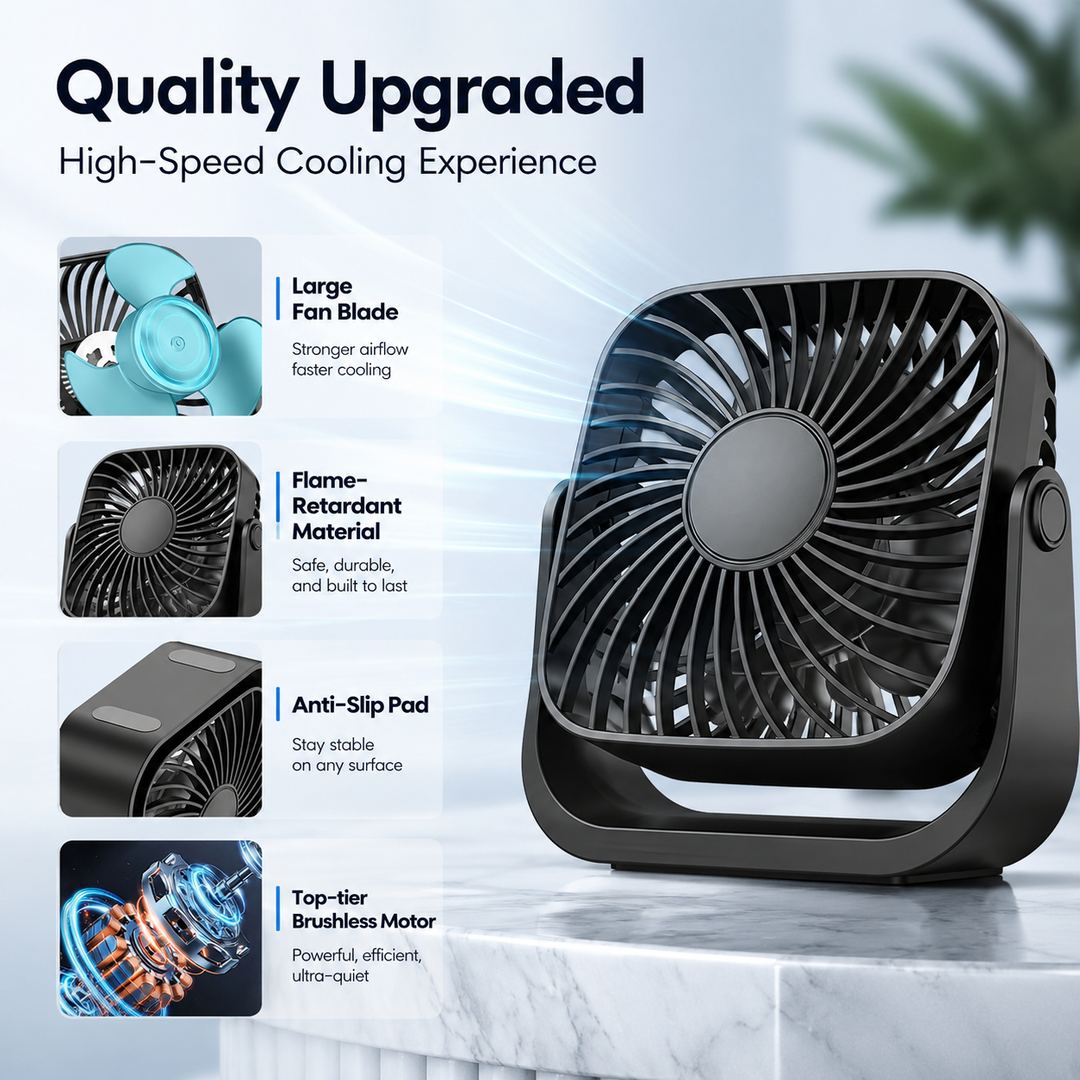 4 Inch USB Mini Portable Desk Fan 3 Speed Adjustable Personal Fan