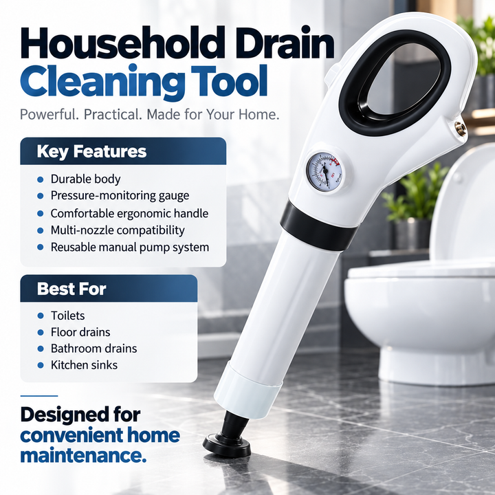 Effortless Toilet Plunger High Pressure Drain Unblocker Tool