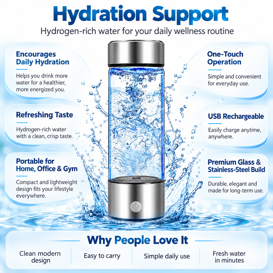 Hydrogen Water Bottle Rechargeable Hydrogen Rich Water Generator
