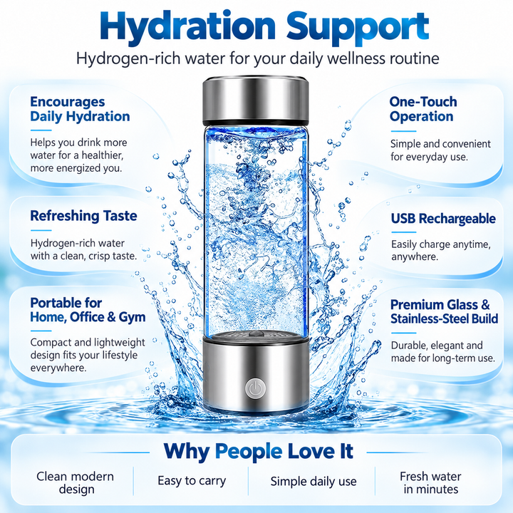 Hydrogen Water Bottle Rechargeable Hydrogen Rich Water Generator