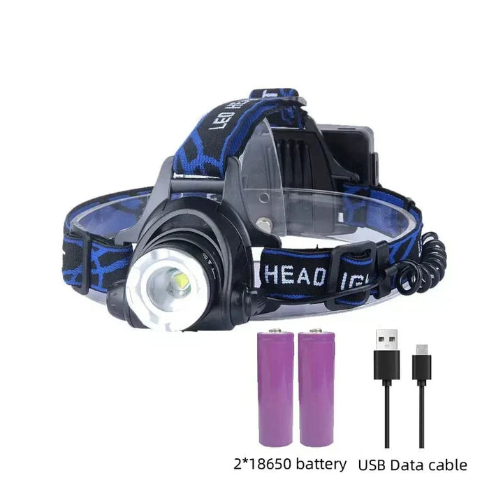 Rechargeable Waterproof LED Headlamp with Zoom Focus Function