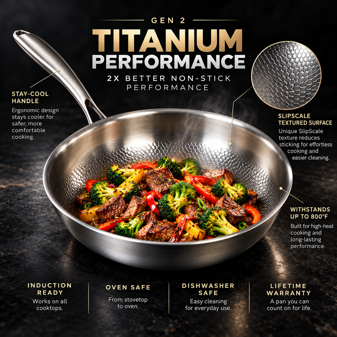 Titanium Frying Pan Non Toxic Non Stick for Healthy Cooking