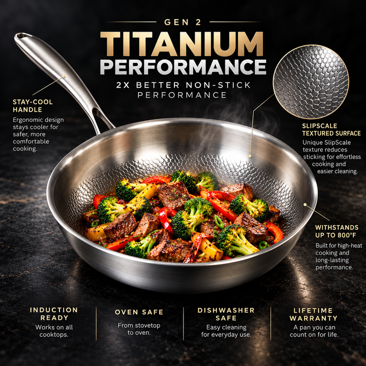 Titanium Frying Pan Non Toxic Non Stick for Healthy Cooking