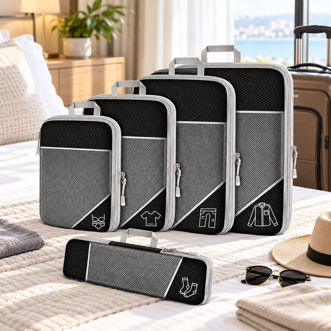 Compression Packing Cubes Travel Luggage Organiser Set