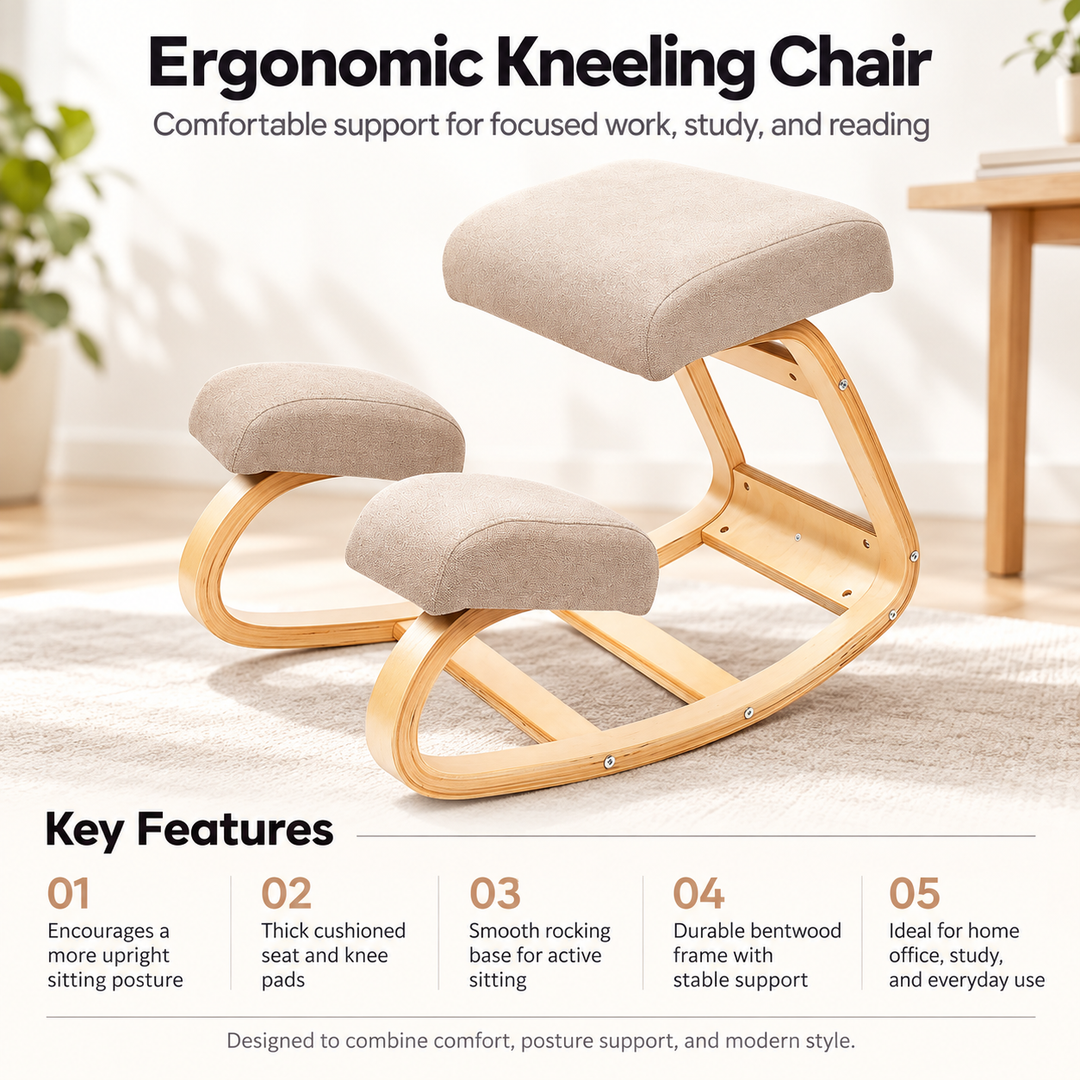 Ergonomic Kneeling Chair Cushioned Posture Support Stool