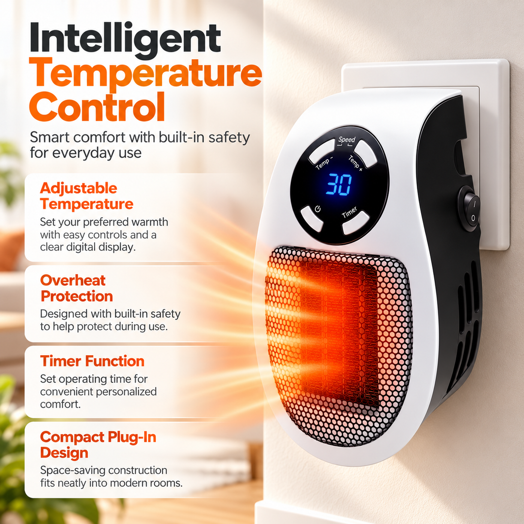 Compact Electric Heater Portable USB Plug In Space Heater