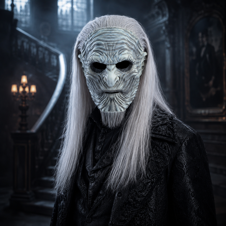 White Walker Mask with Long Hair Halloween Horror Scary