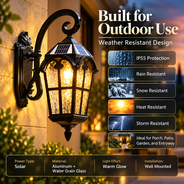 Solar Outdoor Wall Light Waterproof Vintage Lantern Remote