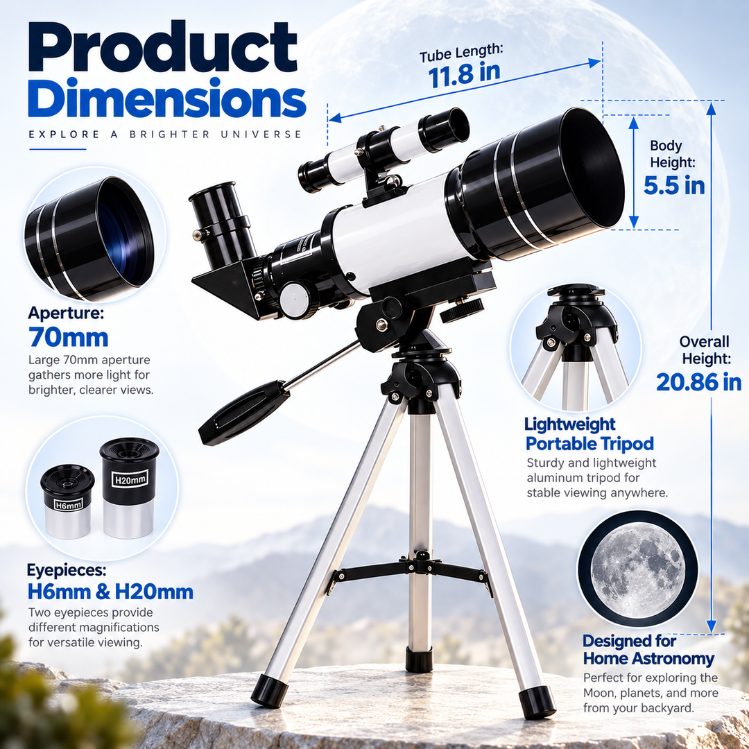 Astronomical Telescope 70mm Refractor Tripod Kids Beginners Moon 150x