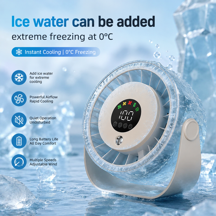 Portable Misting Fan Humidifier Digital Display Quiet Wall Mount Fan