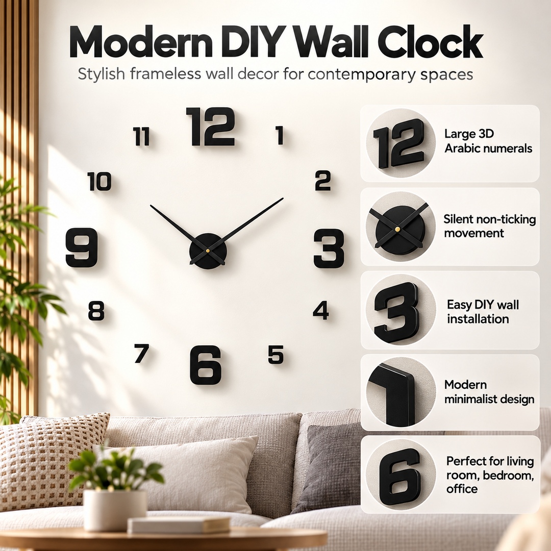Modern Statement Wall Clock Large Decorative Clock for Living Room
