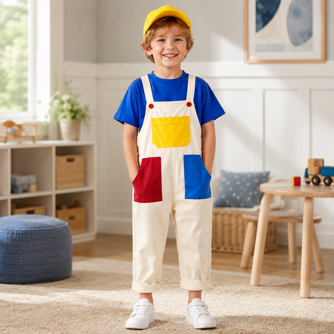 Kids Super Mario Overalls Costume Set with Cap Halloween