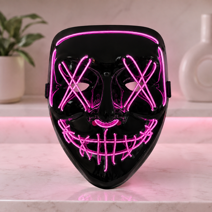 LED Purge Mask Light Up Halloween Scary Glow Adult