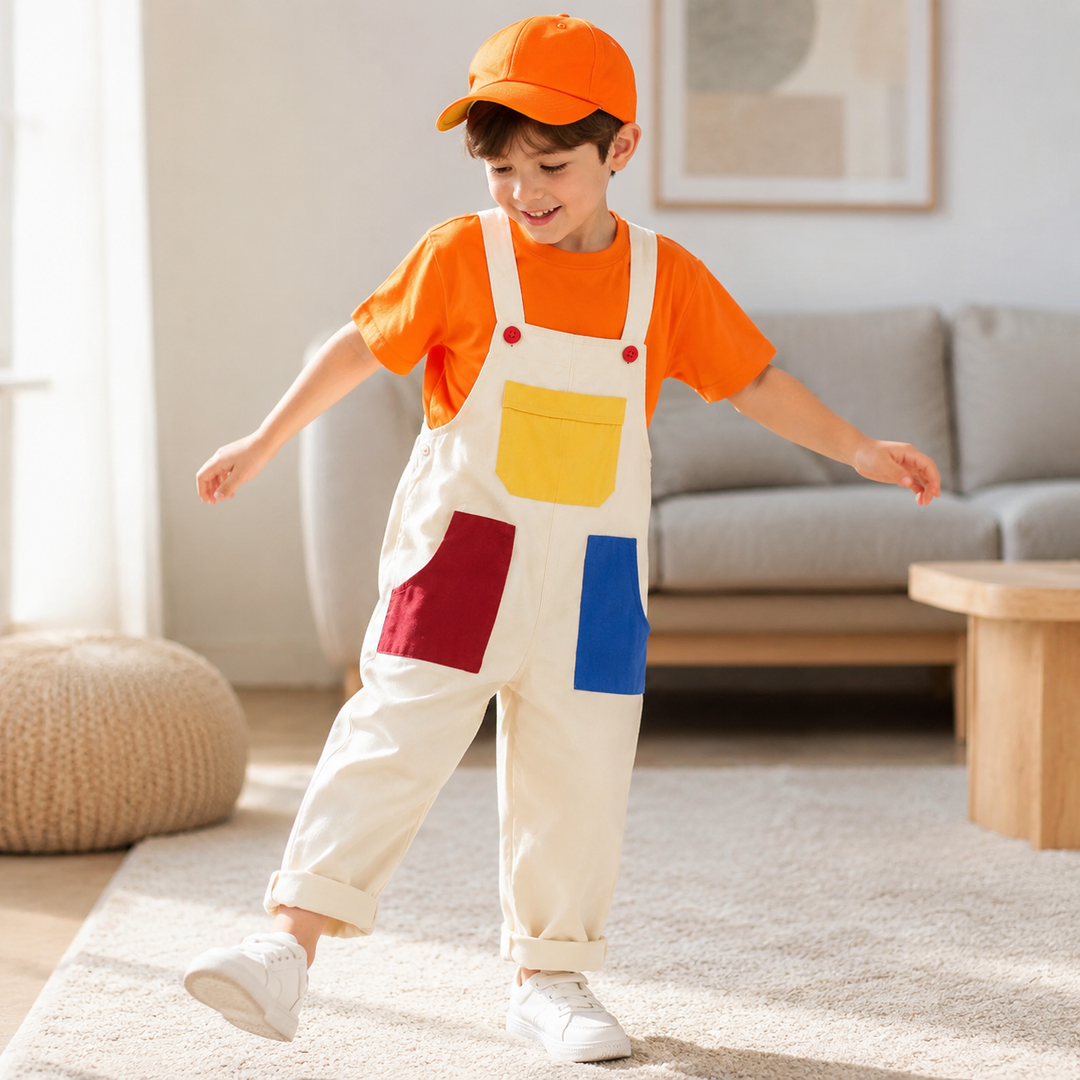 Kids Super Mario Overalls Costume Set with Cap Halloween