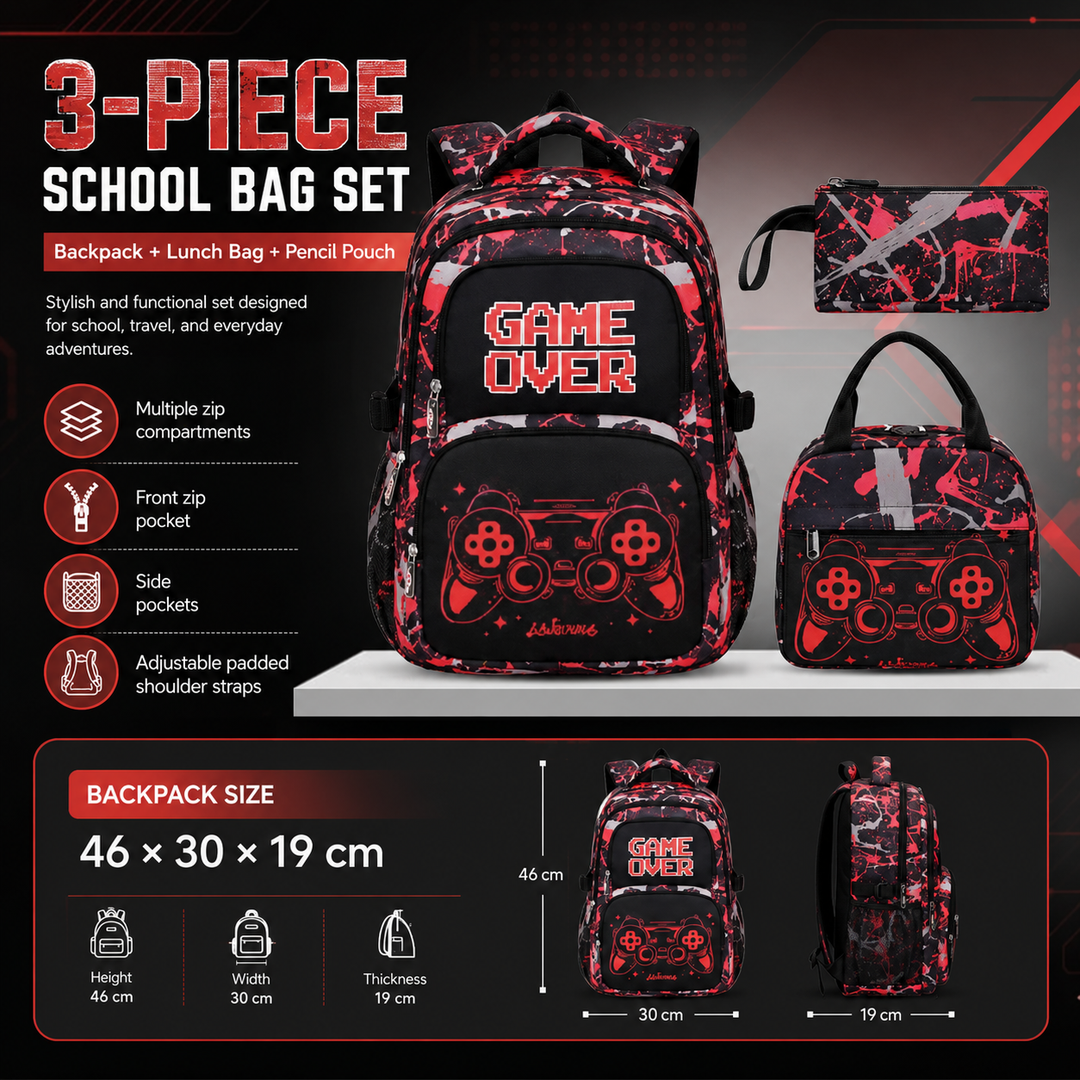 Camouflage Graffiti 3 In 1 Kids School Backpack Primary Boys Girls