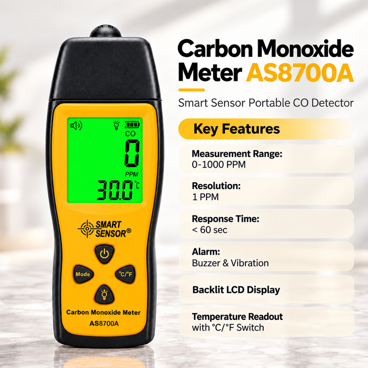 Portable Carbon Monoxide Detector Handheld CO Gas Meter Alarm