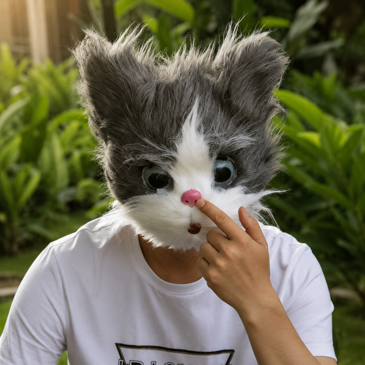 Plush Fox Moving Mouth Animal Head Mask Halloween